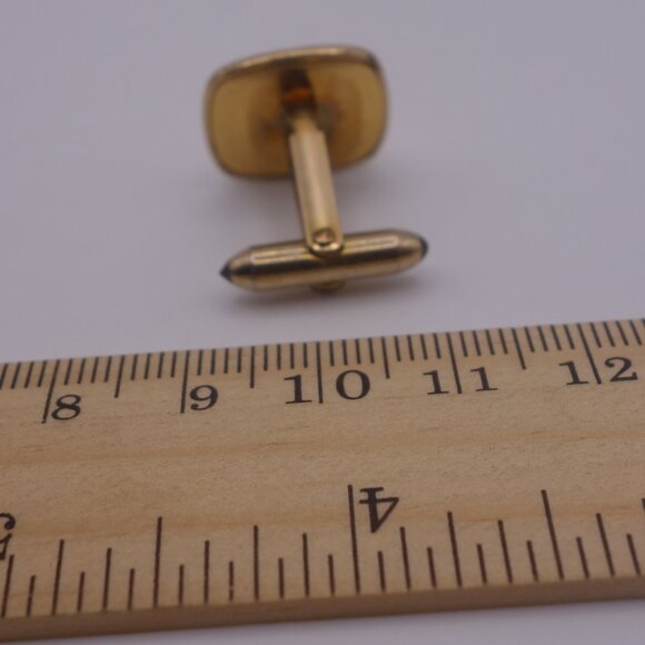Square Cuff Links with Gold Setting and Brown with Glitter Inner - Picture 12 of 14
